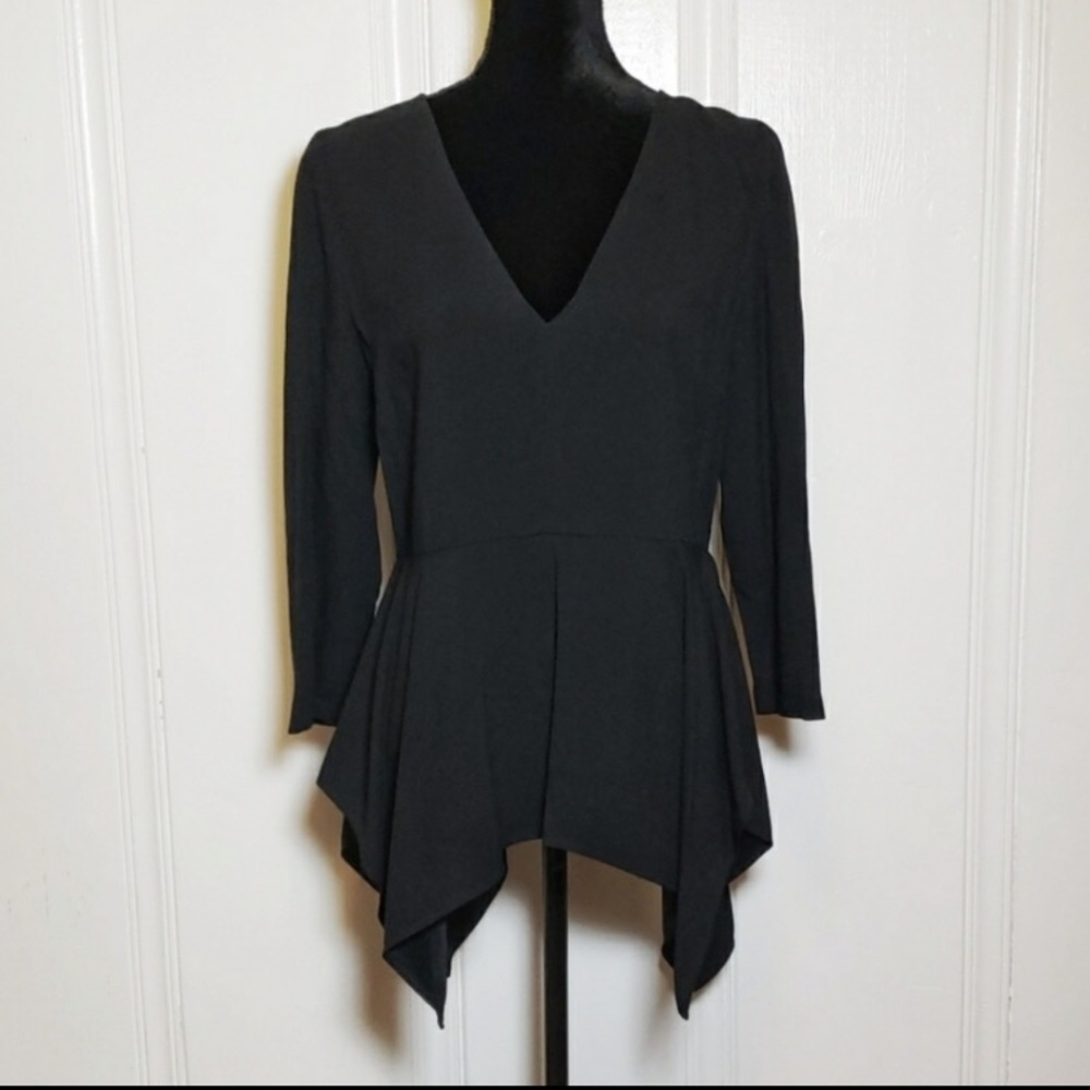 Patrizia Pepe Black Deep Double V Kerchief Blouse